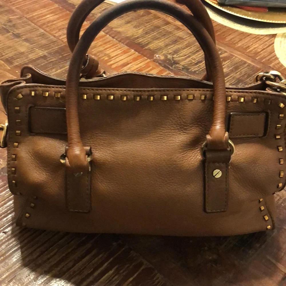 Michael Kors Hamilton Satchel Handbag Soft Genuine Leather (Brown/Gold )medium - Picture 7 of 11